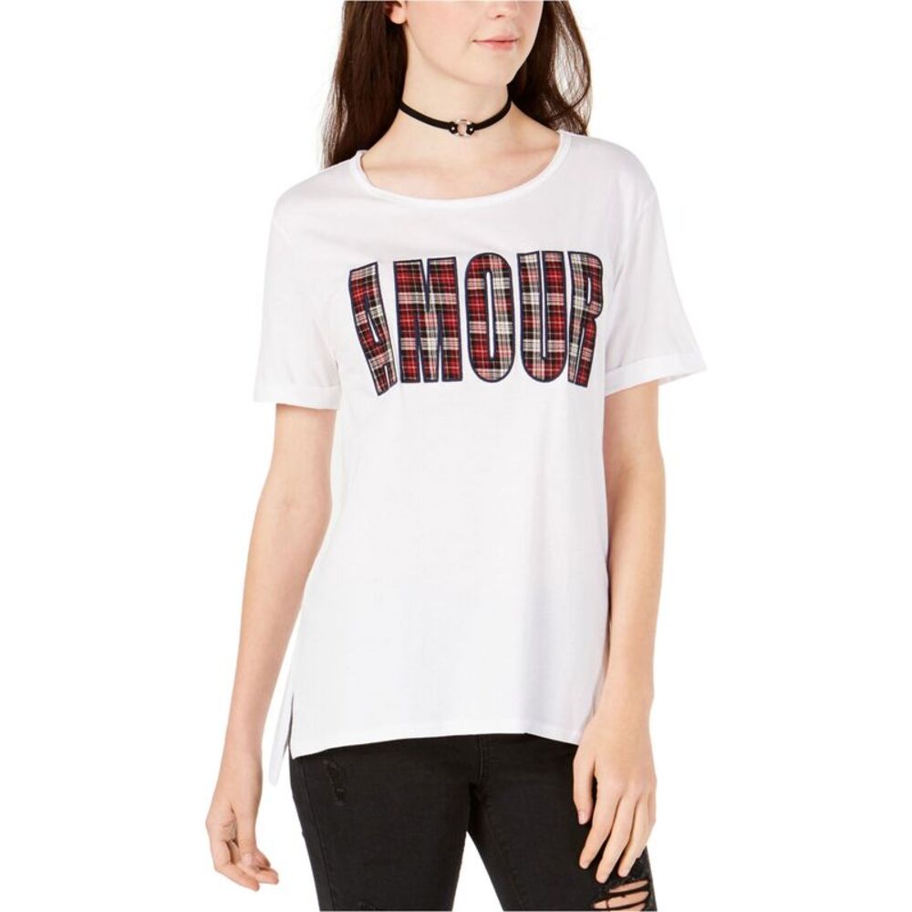 Carbon Copy Womens Amour Embellished T-Shirt, White, XL, DM